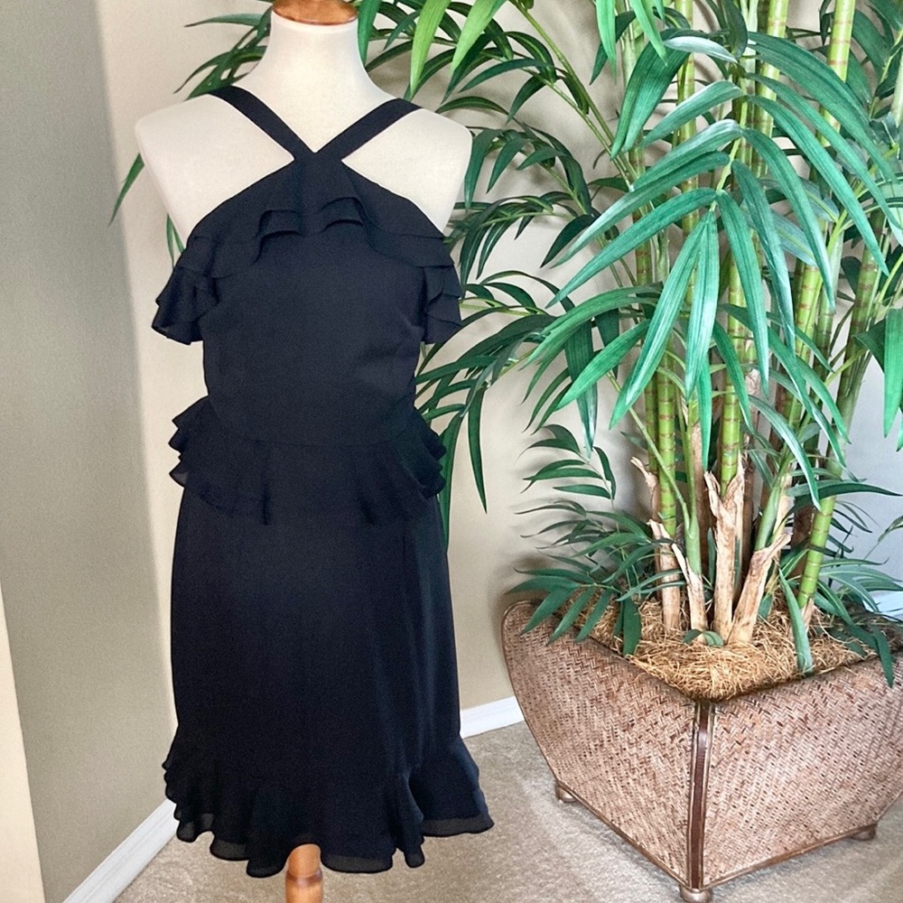 Gianni Bini Black Ruffle Halter Dress